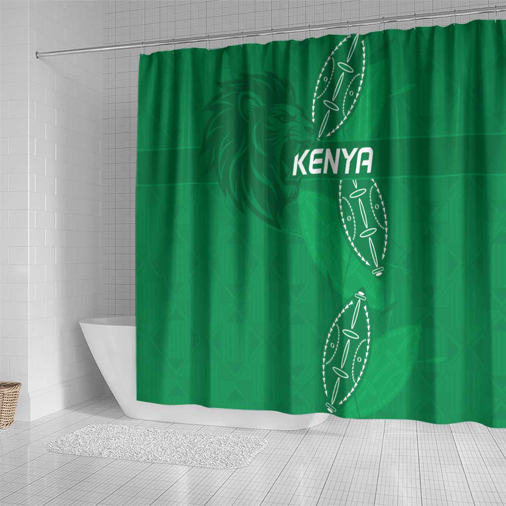 Jamhuri ya Kenya Rugby Shower Curtain Kenyan Shield Style - Green Color