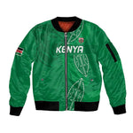 Jamhuri ya Kenya Rugby Custom Sleeve Zip Bomber Jacket Kenyan Shield Style - Green Color