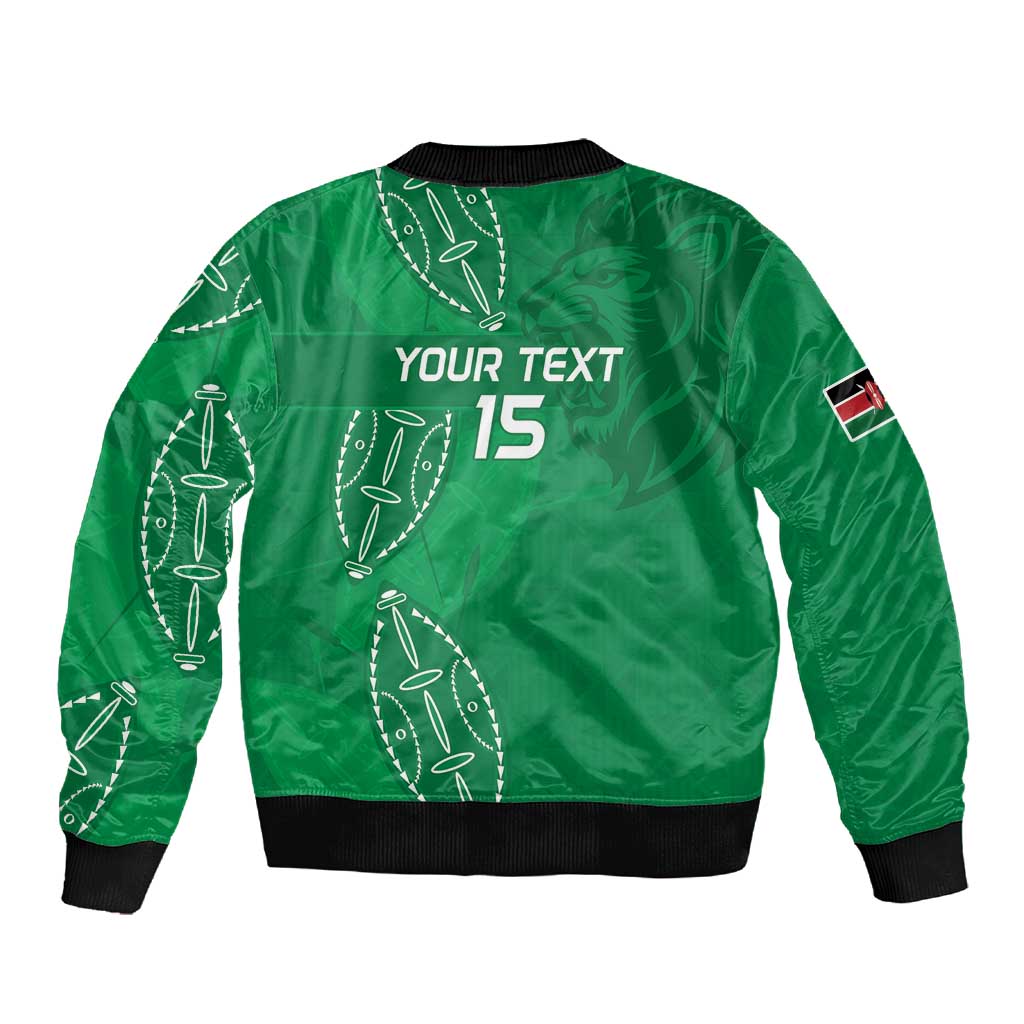 Jamhuri ya Kenya Rugby Custom Sleeve Zip Bomber Jacket Kenyan Shield Style - Green Color