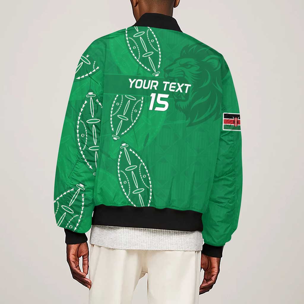 Jamhuri ya Kenya Rugby Custom Sleeve Zip Bomber Jacket Kenyan Shield Style - Green Color