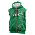 Jamhuri ya Kenya Rugby Custom Sleeveless Zip Hoodie Kenyan Shield Style - Green Color - African Pride