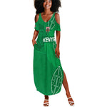 Jamhuri ya Kenya Rugby Custom Summer Maxi Dress Kenyan Shield Style - Green Color