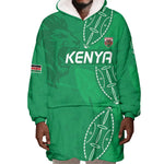 Jamhuri ya Kenya Rugby Custom Wearable Blanket Hoodie Kenyan Shield Style - Green Color