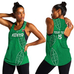Jamhuri ya Kenya Rugby Custom Women Racerback Tank Kenyan Shield Style - Green Color