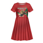Morocco Rugby Custom Kid Short Sleeve Dress Come On Atlas Lions