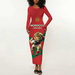 Morocco Rugby Custom Long Sleeve Bodycon Dress Come On Atlas Lions LT15