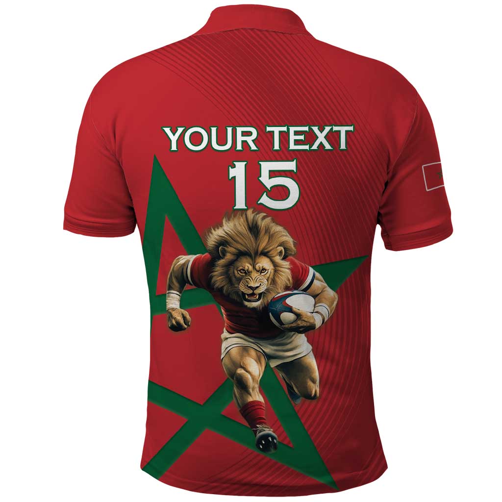 Morocco Rugby Custom Polo Shirt Come On Atlas Lions