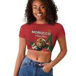 Morocco Rugby Custom Raglan Cropped T shirt Come On Atlas Lions