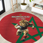 Morocco Rugby Custom Round Carpet Come On Atlas Lions
