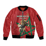 Morocco Rugby Custom Sleeve Zip Bomber Jacket Come On Atlas Lions