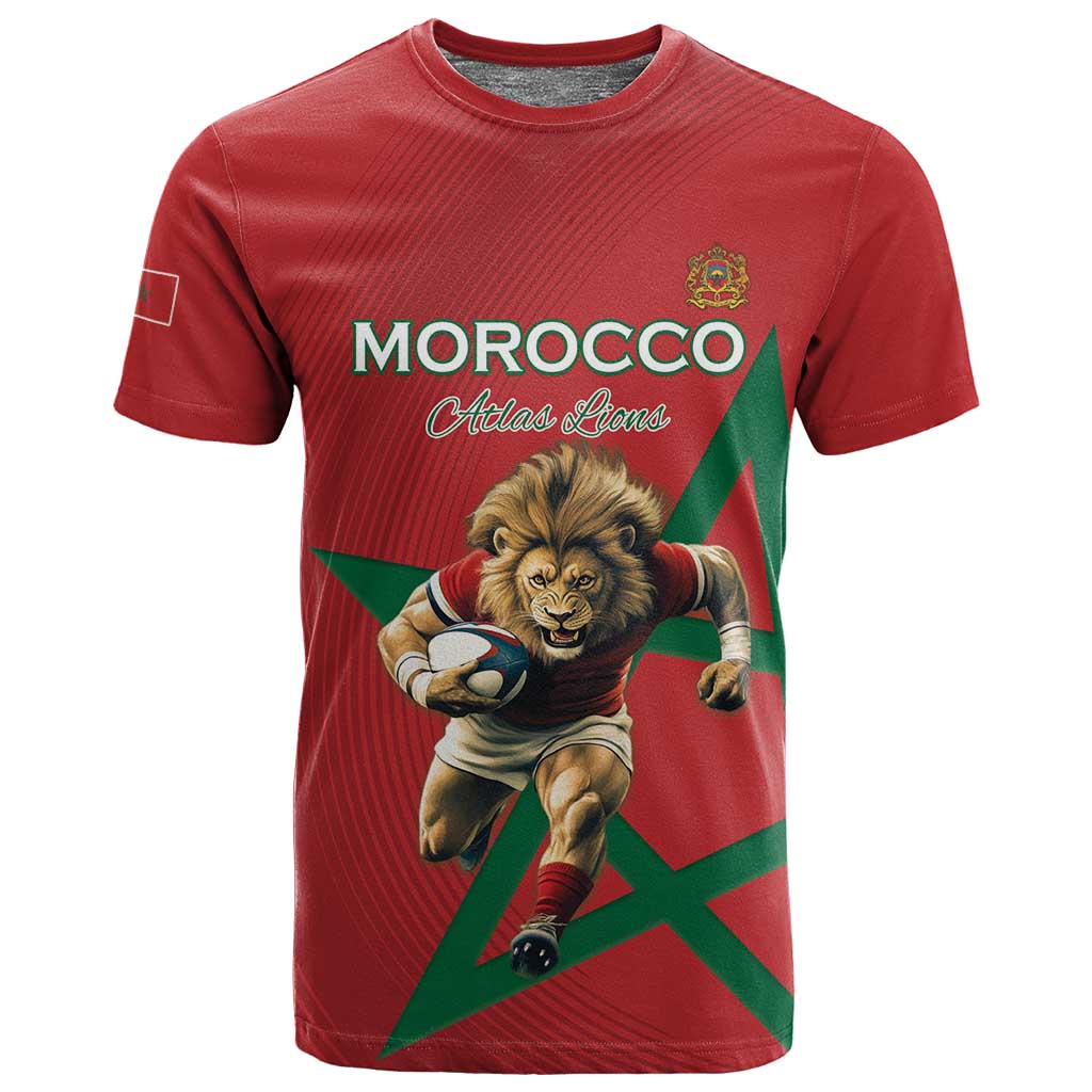 Morocco Rugby Custom T shirt Come On Atlas Lions