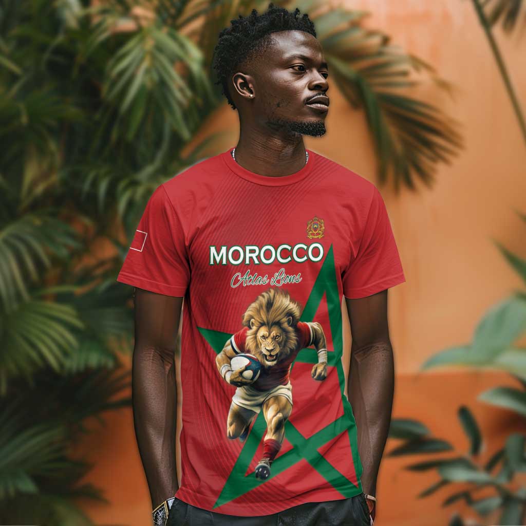 Morocco Rugby Custom T shirt Come On Atlas Lions