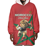 Morocco Rugby Custom Wearable Blanket Hoodie Come On Atlas Lions