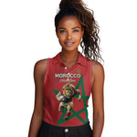 Morocco Rugby Custom Women Sleeveless Polo Shirt Come On Atlas Lions
