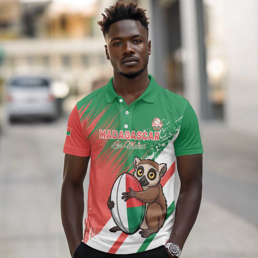 Madagascar Rugby Custom Polo Shirt Allez Les Makis - African Pride