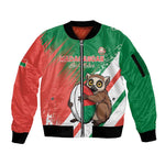 Madagascar Rugby Custom Sleeve Zip Bomber Jacket Allez Les Makis - African Pride