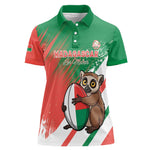 Madagascar Rugby Custom Women Polo Shirt Allez Les Makis - African Pride