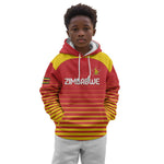 Custom Zimbabwe Cricket Kid Hoodie Come On Chevrons - African Pride