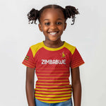 Custom Zimbabwe Cricket Kid T shirt Come On Chevrons - African Pride