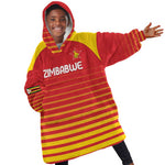 Custom Zimbabwe Cricket Kid Wearable Blanket Hoodie Come On Chevrons - African Pride