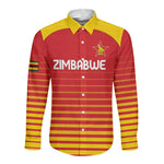 Custom Zimbabwe Cricket Long Sleeve Button Shirt Come On Chevrons - African Pride