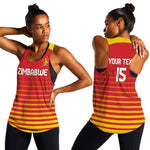 Custom Zimbabwe Cricket Women Racerback Tank Come On Chevrons - African Pride