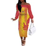 Custom Zimbabwe Cricket Off The Shoulder Long Sleeve Dress Sporty Style - African Pride