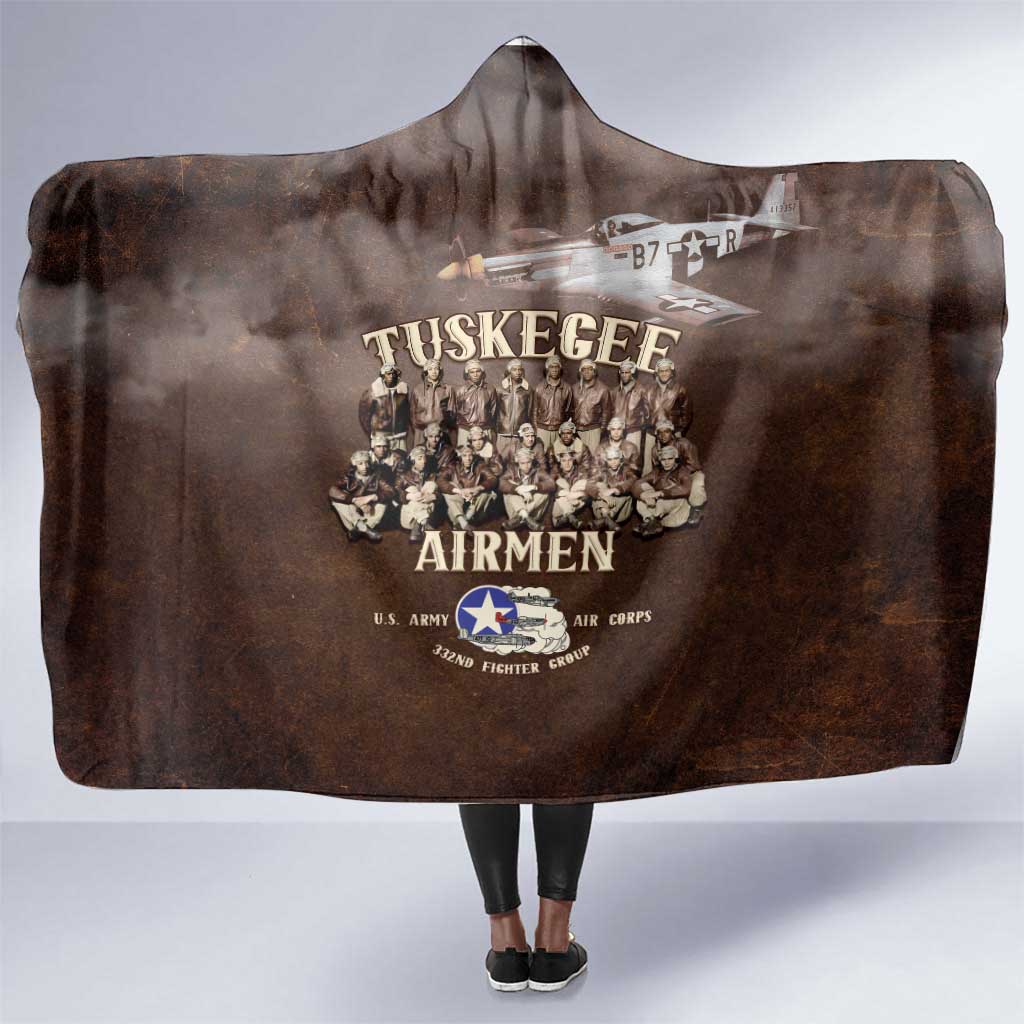 Remembering the Red Tail Heroes Hooded Blanket Tuskegee Airmen Legacy Retro Style - African Pride