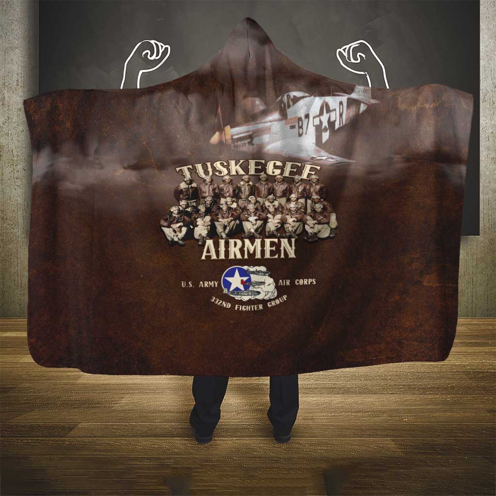 Remembering the Red Tail Heroes Hooded Blanket Tuskegee Airmen Legacy Retro Style - African Pride