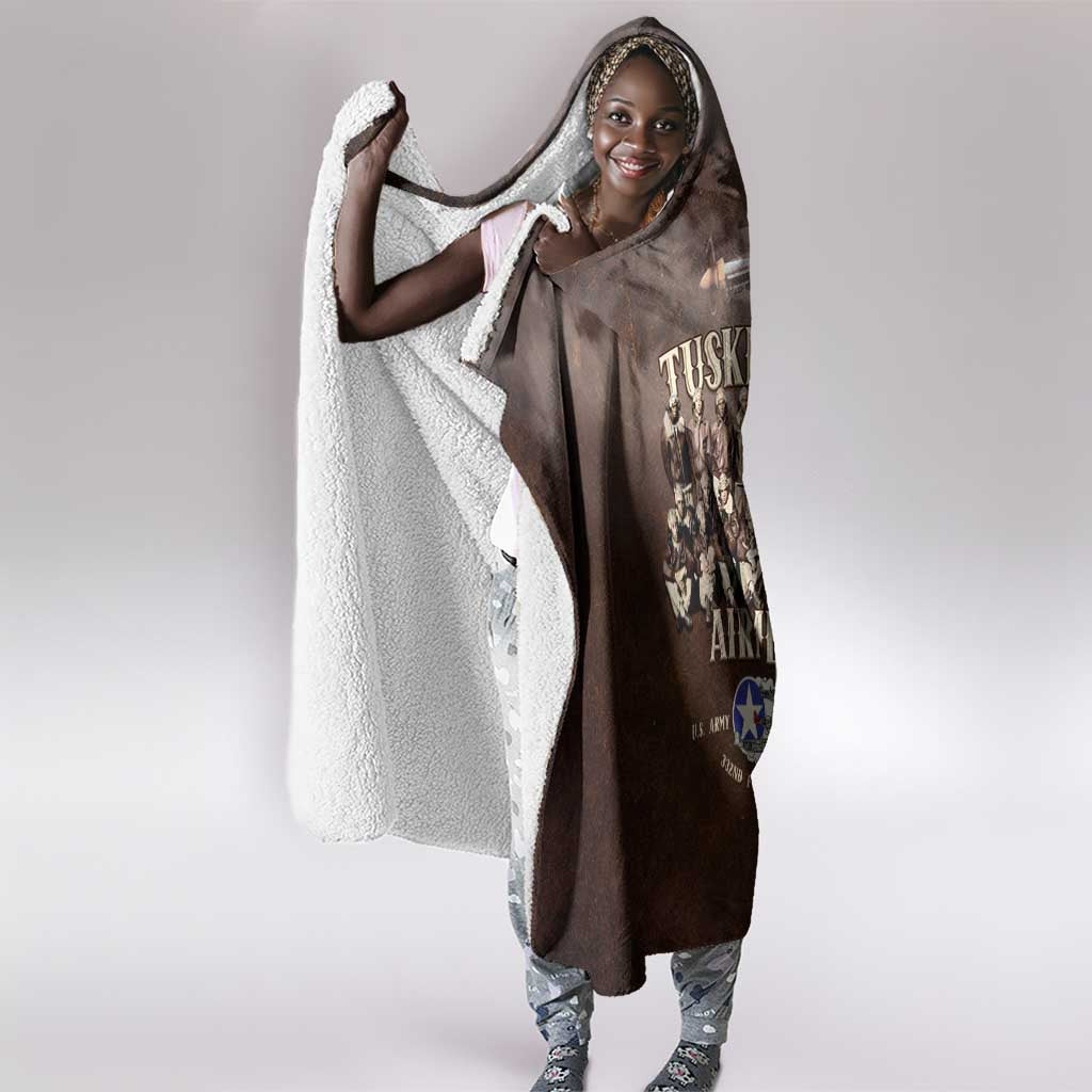 Remembering the Red Tail Heroes Hooded Blanket Tuskegee Airmen Legacy Retro Style - African Pride