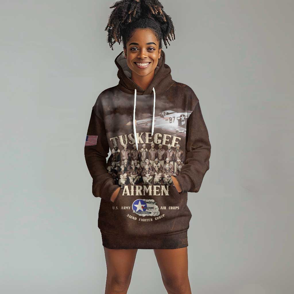 Remembering the Red Tail Heroes Hoodie Dress Tuskegee Airmen Legacy Retro Style - African Pride