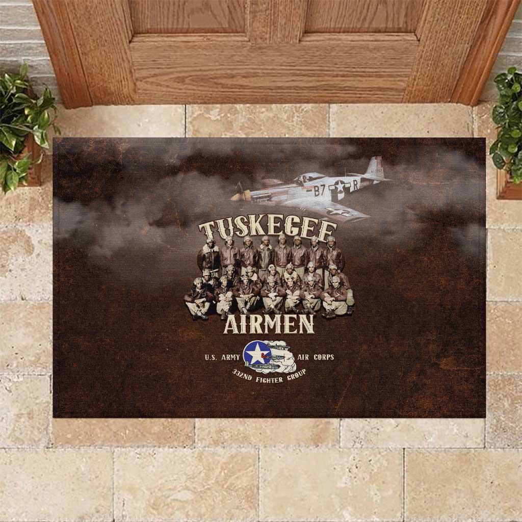 Remembering the Red Tail Heroes Rubber Doormat Tuskegee Airmen Legacy Retro Style - African Pride
