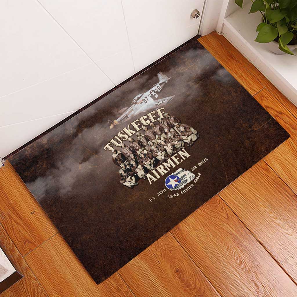 Remembering the Red Tail Heroes Rubber Doormat Tuskegee Airmen Legacy Retro Style - African Pride