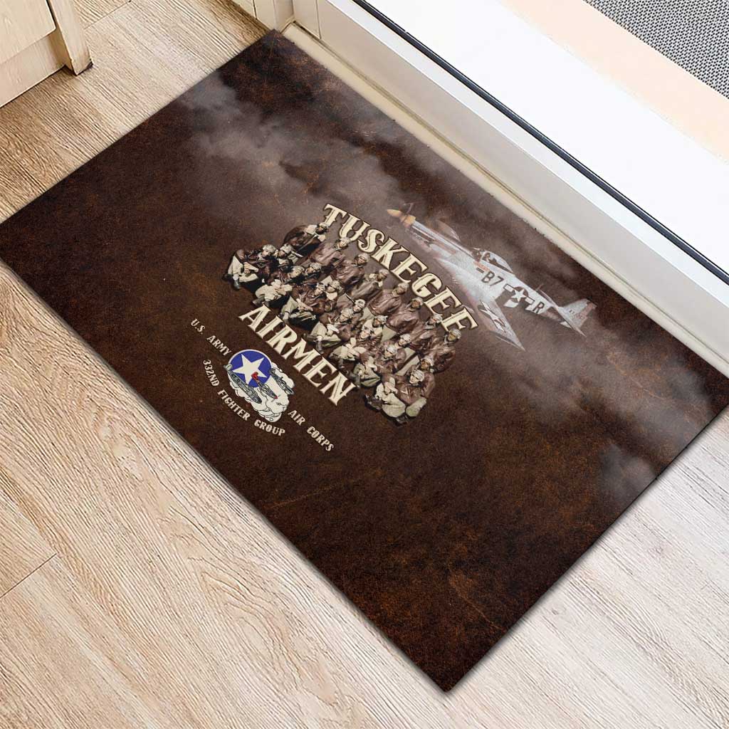 Remembering the Red Tail Heroes Rubber Doormat Tuskegee Airmen Legacy Retro Style - African Pride