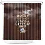 Remembering the Red Tail Heroes Shower Curtain Tuskegee Airmen Legacy Retro Style - African Pride