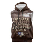 Remembering the Red Tail Heroes Sleeveless Hoodie Tuskegee Airmen Legacy Retro Style - African Pride