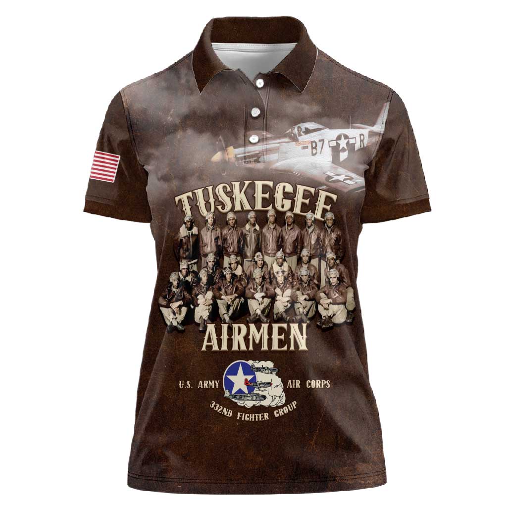 Remembering the Red Tail Heroes Women Polo Shirt Tuskegee Airmen Legacy Retro Style - African Pride
