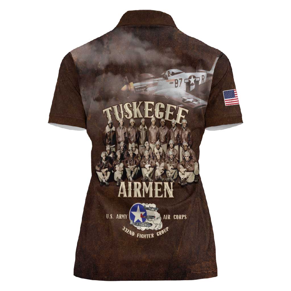 Remembering the Red Tail Heroes Women Polo Shirt Tuskegee Airmen Legacy Retro Style - African Pride