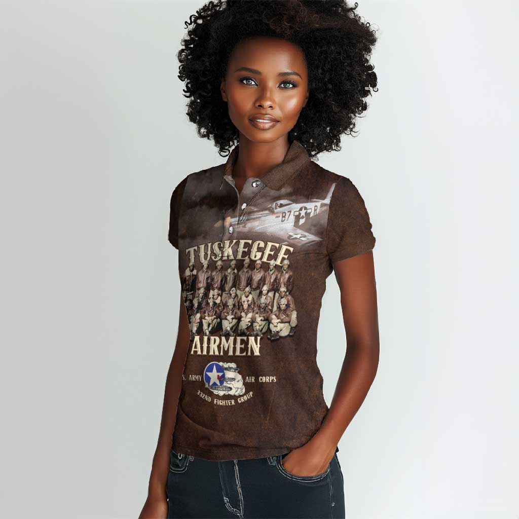 Remembering the Red Tail Heroes Women Polo Shirt Tuskegee Airmen Legacy Retro Style - African Pride