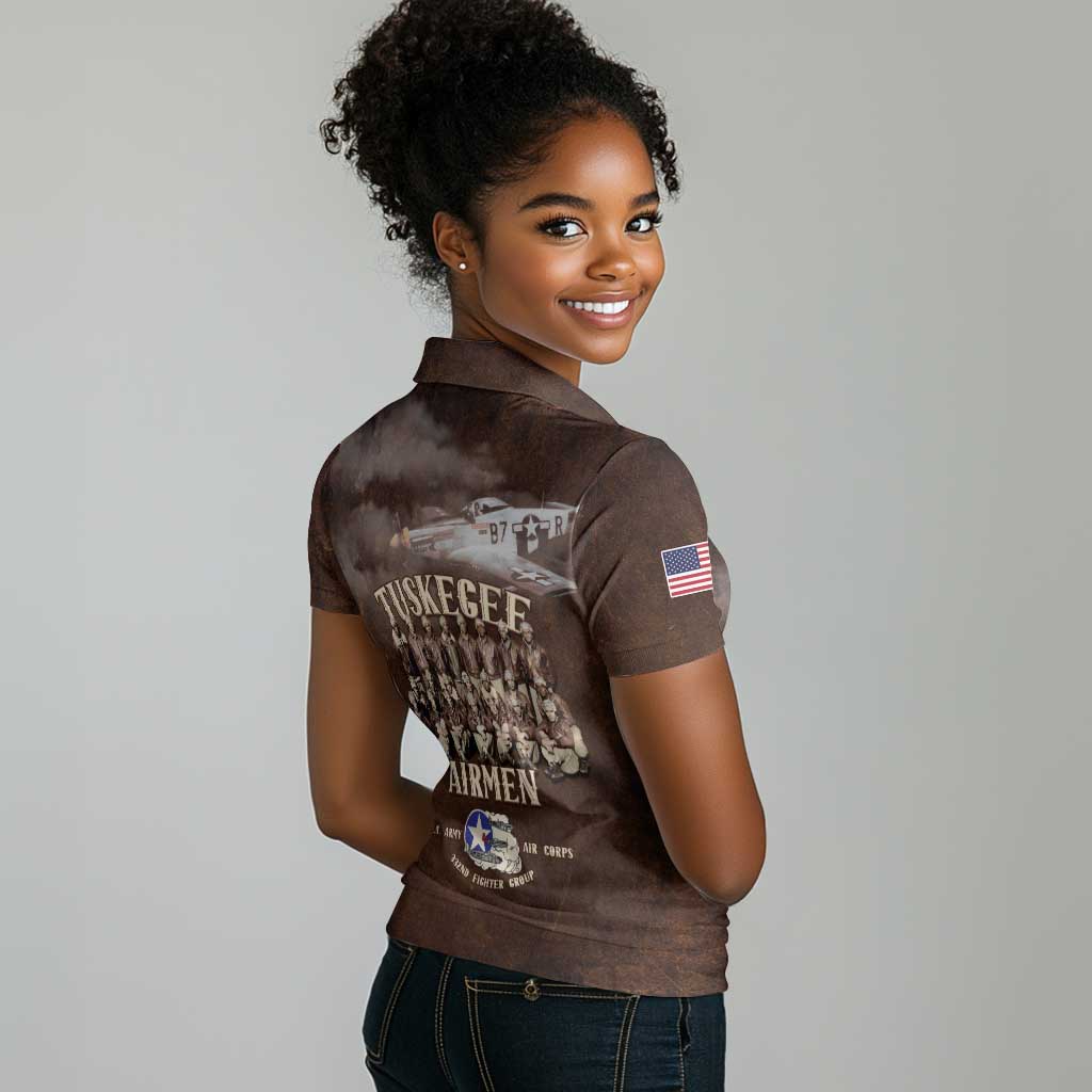 Remembering the Red Tail Heroes Women Polo Shirt Tuskegee Airmen Legacy Retro Style - African Pride