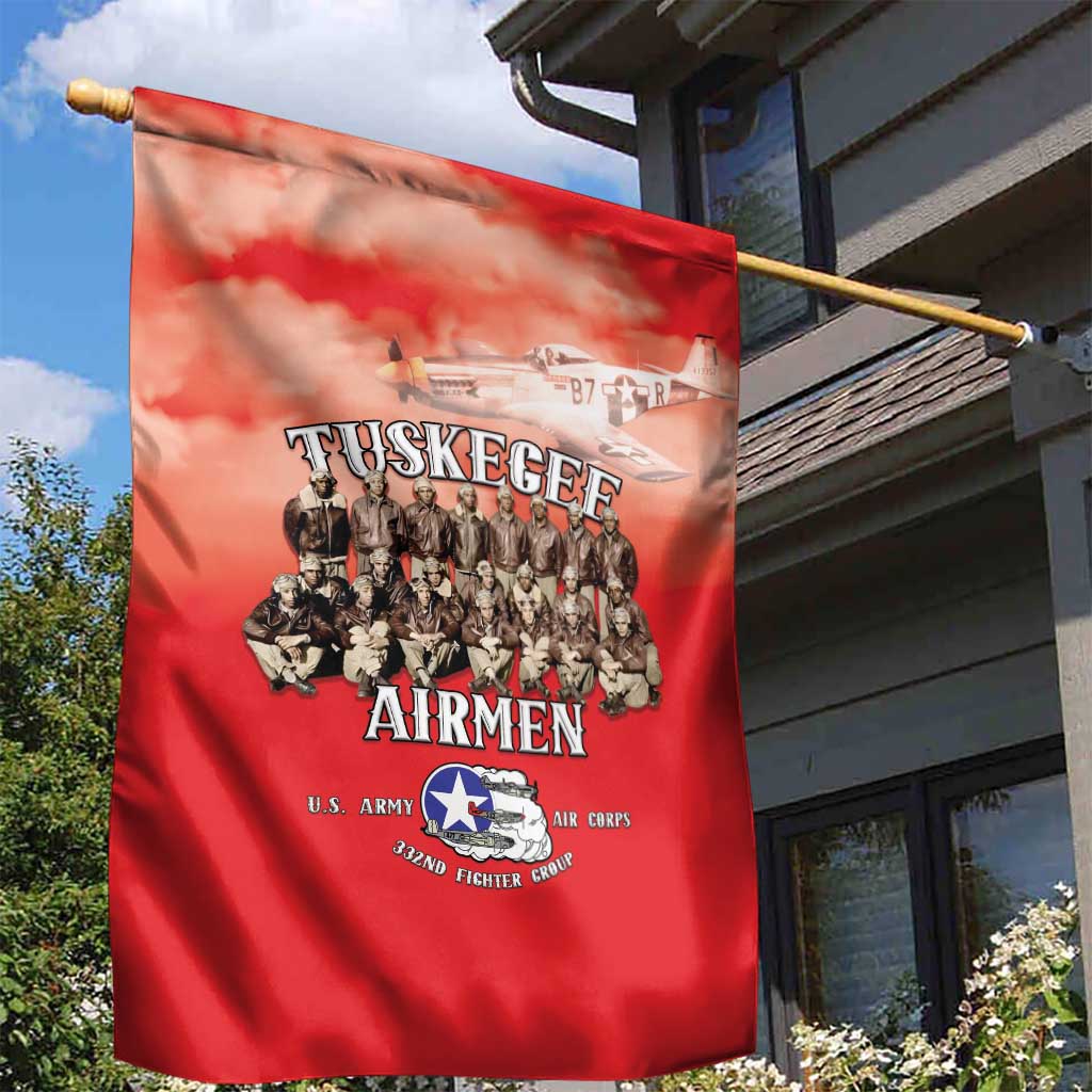 Remembering the Red Tail Heroes Garden Flag Tuskegee Airmen Legacy - Red - African Pride