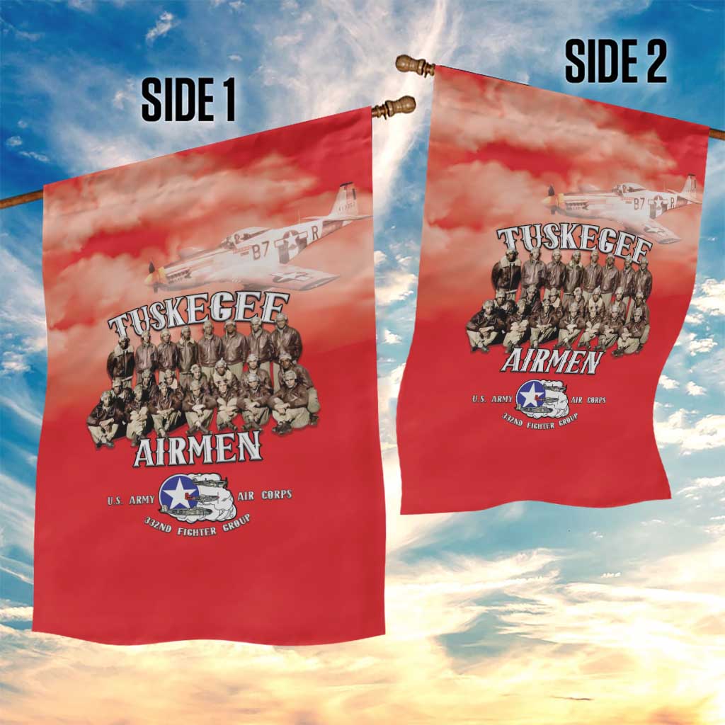 Remembering the Red Tail Heroes Garden Flag Tuskegee Airmen Legacy - Red - African Pride