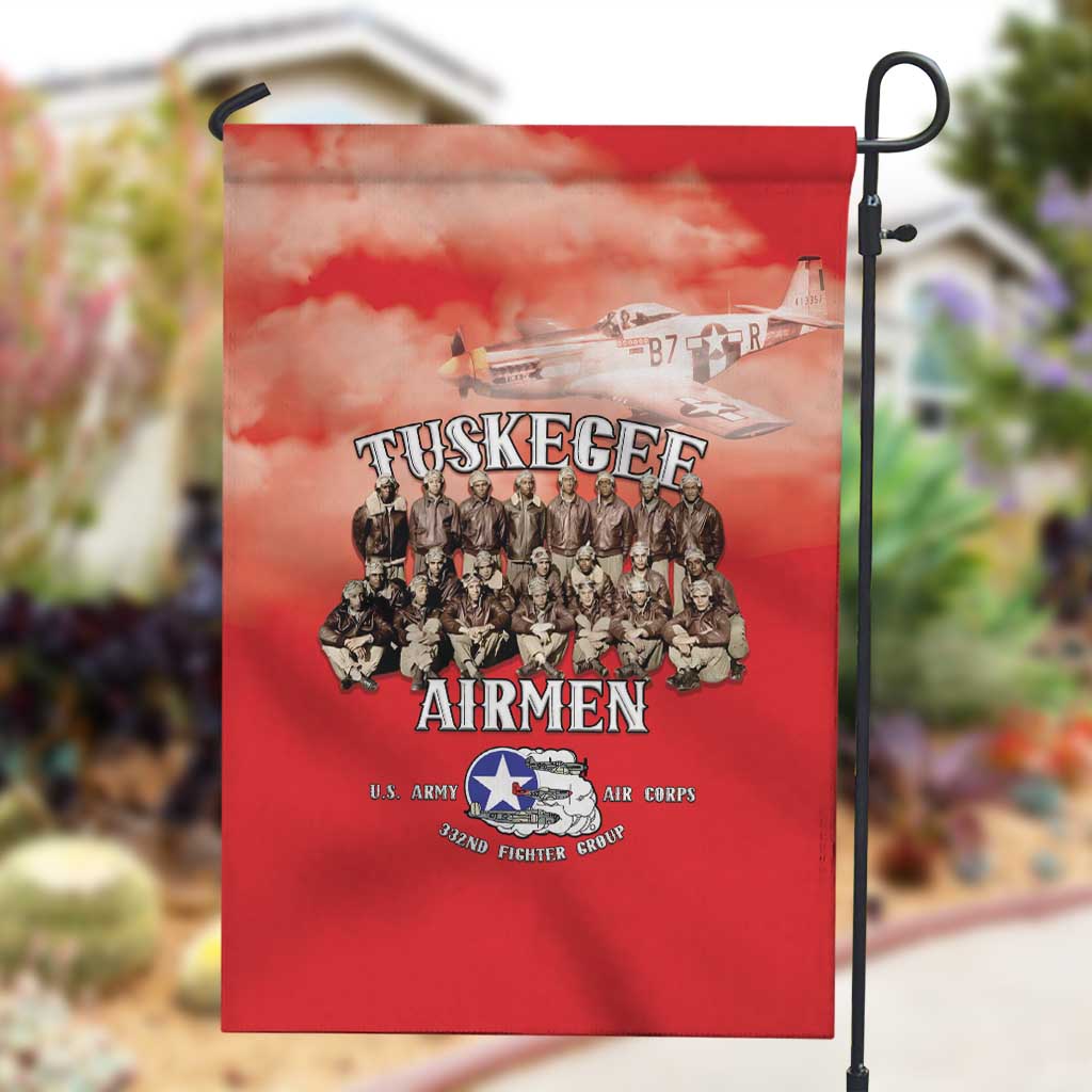 Remembering the Red Tail Heroes Garden Flag Tuskegee Airmen Legacy - Red - African Pride