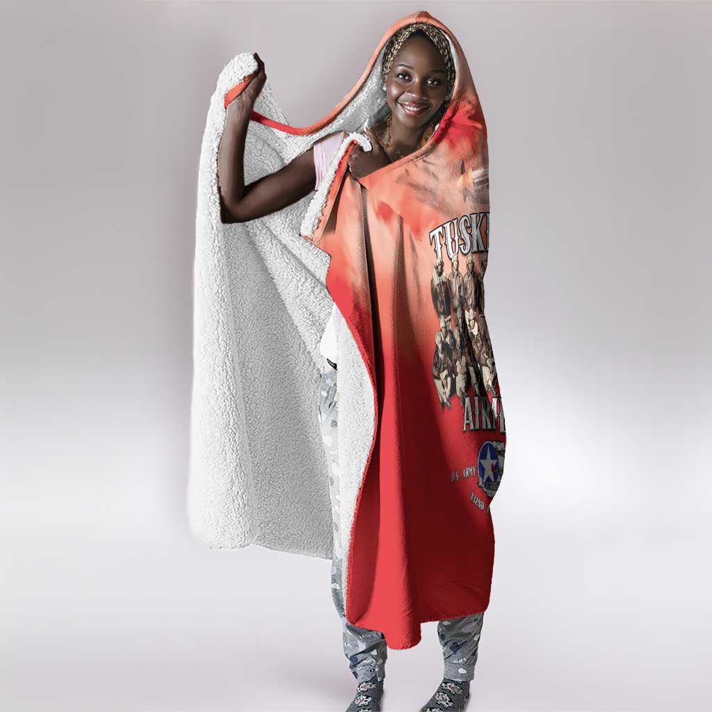 Remembering the Red Tail Heroes Hooded Blanket Tuskegee Airmen Legacy - Red - African Pride