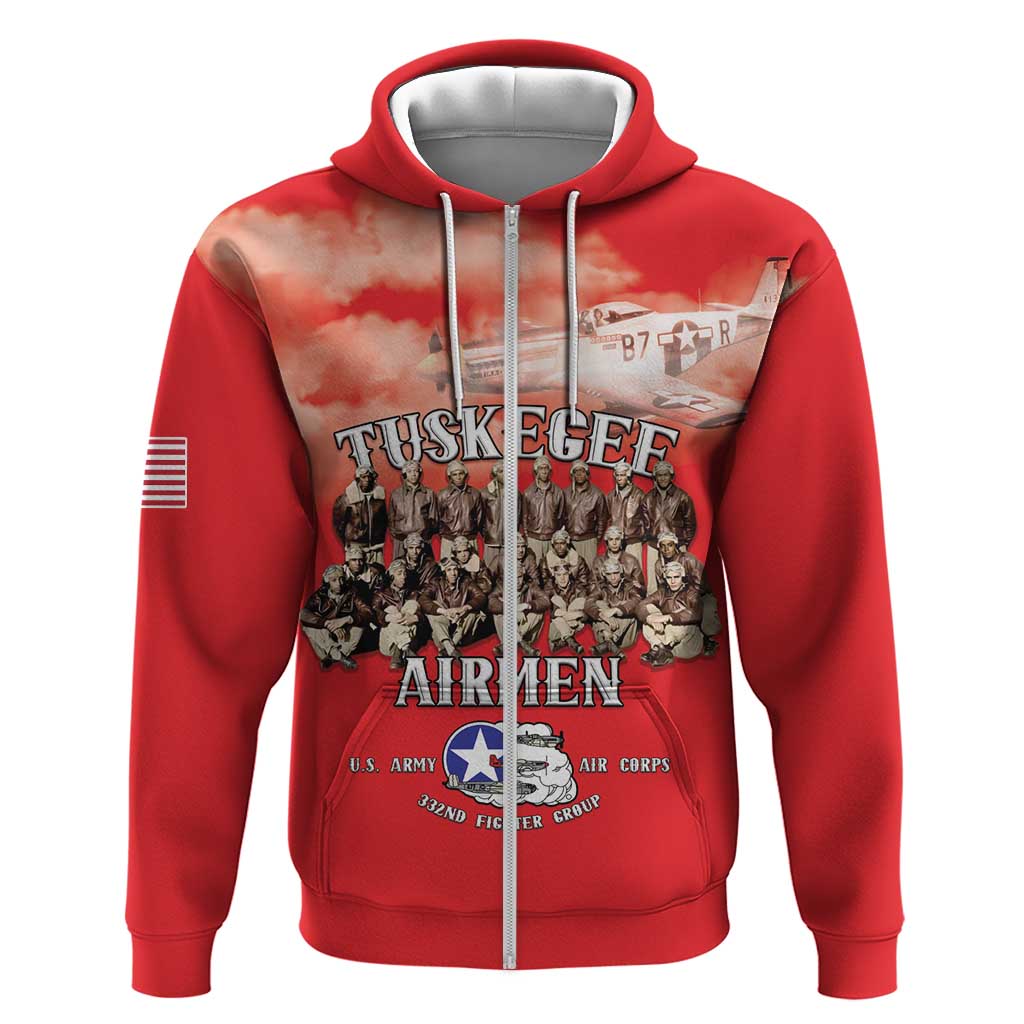 Remembering the Red Tail Heroes Hoodie Tuskegee Airmen Legacy - Red - African Pride