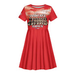 Remembering the Red Tail Heroes Kid Short Sleeve Dress Tuskegee Airmen Legacy - Red - African Pride