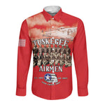 Remembering the Red Tail Heroes Long Sleeve Button Shirt Tuskegee Airmen Legacy - Red - African Pride