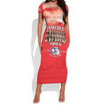 Remembering the Red Tail Heroes Short Sleeve Bodycon Dress Tuskegee Airmen Legacy - Red - African Pride