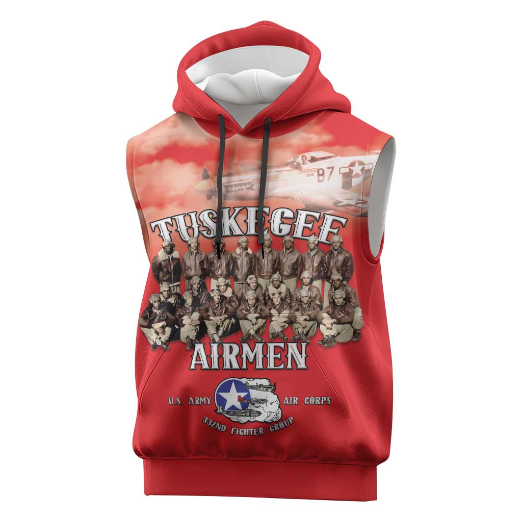 Personalized Tuskegee Red Tails Airmen Sleeveless Zip Hoodie WWII Legacy Tribute LT15