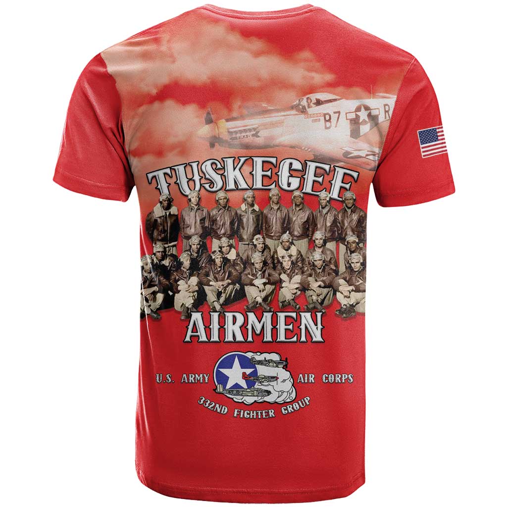 Remembering the Red Tail Heroes T shirt Tuskegee Airmen Legacy - Red - African Pride